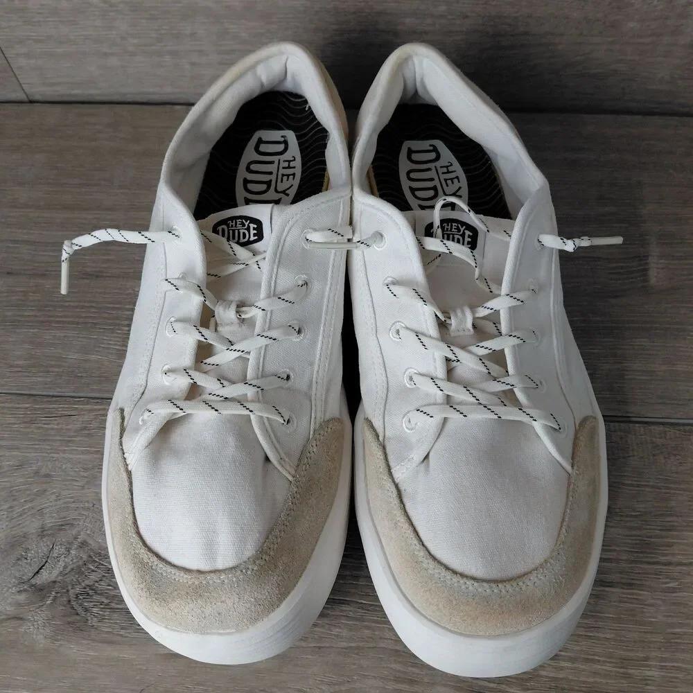 Hey Dude Shoes Mens 11 White Two Tone Cody M Essentials Casual Lace Up Sneakers